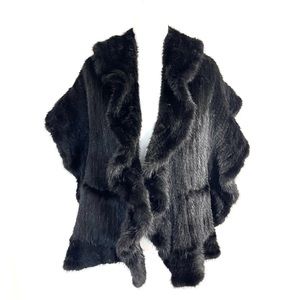 Custom Black Mink Fur Wrap with Pockets